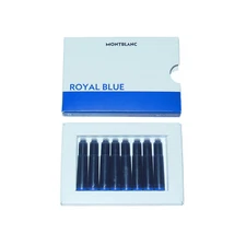 New Montblanc Royal Blue Fountain Pen Ink Cartridges 8-piece 128198 Austria Made