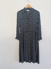 Ines De La Fressange X Uniqlo Midi Shirt Dress Size XS Black White Floral