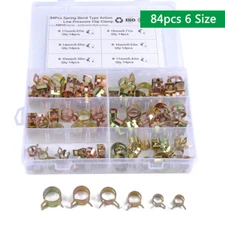 84pcs Fastener Spring Clip Fuel Water Line Hose Pipe Air Tube Clamps 10-18mm