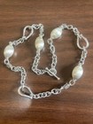 Michael Dawkins Sterling Silver Vintage Satin Bead Station Toggle Necklace - 18"