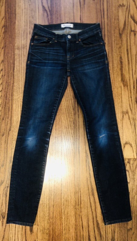 Madewell Straight Leg Indigo Blue Distressed Jeans Size 24 Skinny Denim