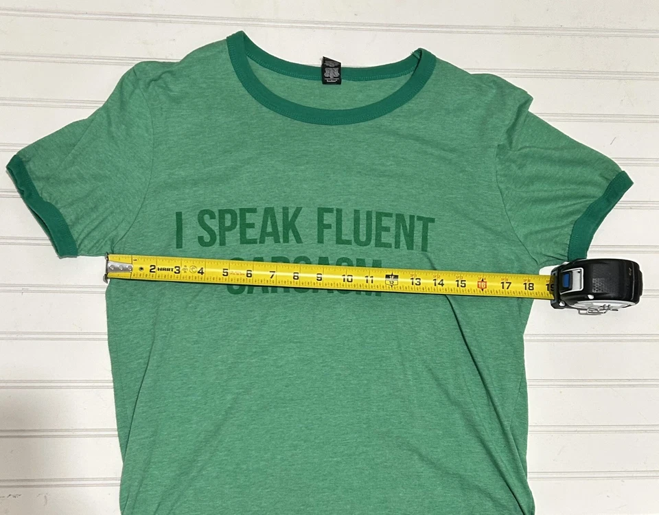 Camiseta gráfica Anvil Kids talla M verde hablo sarcasmo fluido manga corta Foto 4 de 4