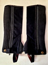 Ovation Jewel Zipper Half Chaps in Black - Child 12-14