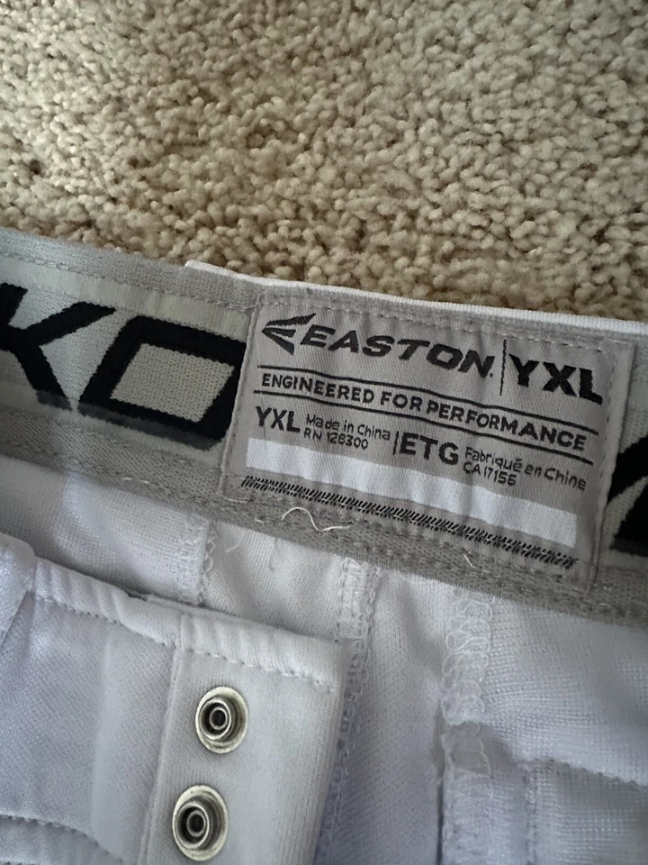 Pantalones de béisbol Easton juveniles/blancos con tubería roja y azul/juventud talla XL (2 pares) Foto 3 de 3