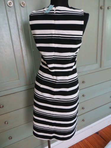 Neu Ann Taylor Petite gerippt Stretch Streifen schwarz weiß Etuikleid 6P - Bild 2 von 11