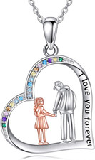 Daughter Gifts from Dad 925 Sterling Silver Pendant Father Daughter Necklace 18"