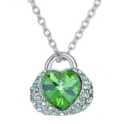 Pendentif Cocarde Avec Chaîne - Cristal Bleu - Bijou Femme/Ado - Neuf Sans Boîte
