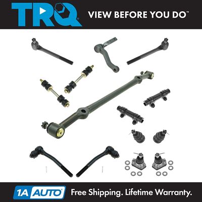 TRQ 14 Piece Steering Suspension Kit Tie Rods Ball Joints Idler Arm Center Link