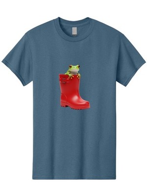 Frog-In-Red-Boot Mens Graphic Tee, 100% Cotton, Casual Summer Wear