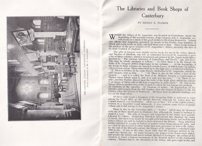 THE LIBRARIES AND BOOK SHOPS OF CANTERBURY. AN ORIGINAL ARTICLE FROM BOOK AUCTIO