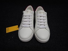 NEW Women's Valentino Egle Italian Leather Sneakers US6.5 White Fuxia SS32