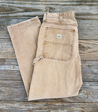 Vintage Lee Dungarees Carpenter Jeans Brown Tan Workwear 34x33