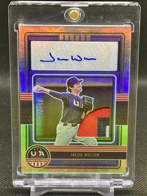 Jacob Wilson /25 Auto 2023 Stars Stripes USA Athletics. Sick Patch Top Rookie 
