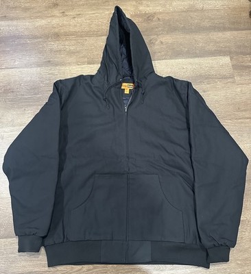 CornerStone -Duck Cloth Hooded Work Jacket J763H Black Sz XLT Quilt lined NEW