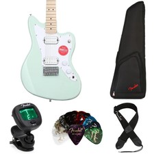 Squier Mini Jazzmaster HH Essentials Bundle - Surf Green with Maple Fingerboard
