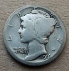 1916 D Mercury Dime - GOOD details - Rare Key Date - no serious problems