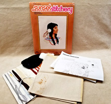 Sunset Stichery 2219 Indian Princess Embroidery Kit 1979 16X20 Open Box