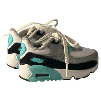Nike Air Max 90 Toddler 4C White Aurora Green Grey CD6868-102 Sneaker