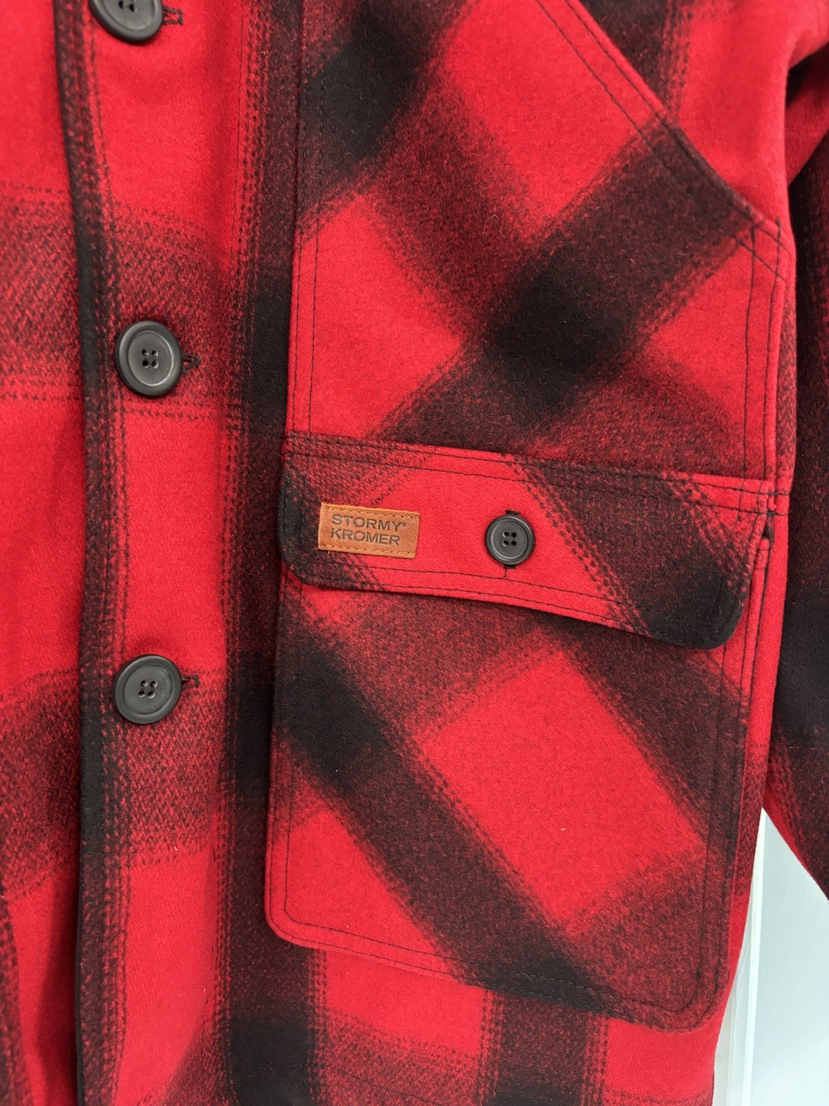 Stormy Kromer Wool Mackinaw Cruiser Coat Red Black Buffalo Plaid Men’s M NEW NWT