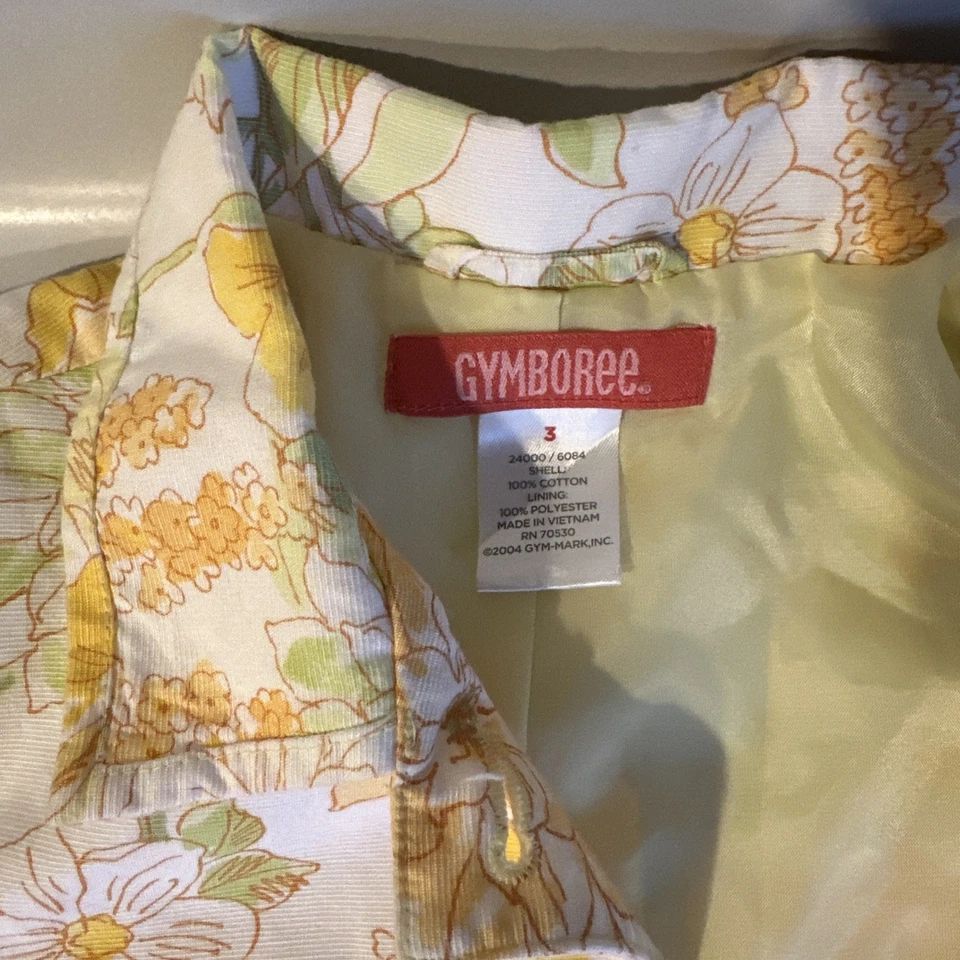 Blazer Gymboree Wildflower Fields Niño Pequeño Talla 3 Amarillo Floral Estilo Vintage Foto 2 de 4