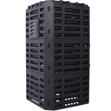 Large 132-Gallon Recycled Plastic Composter Bin Easy Assembly Aerating