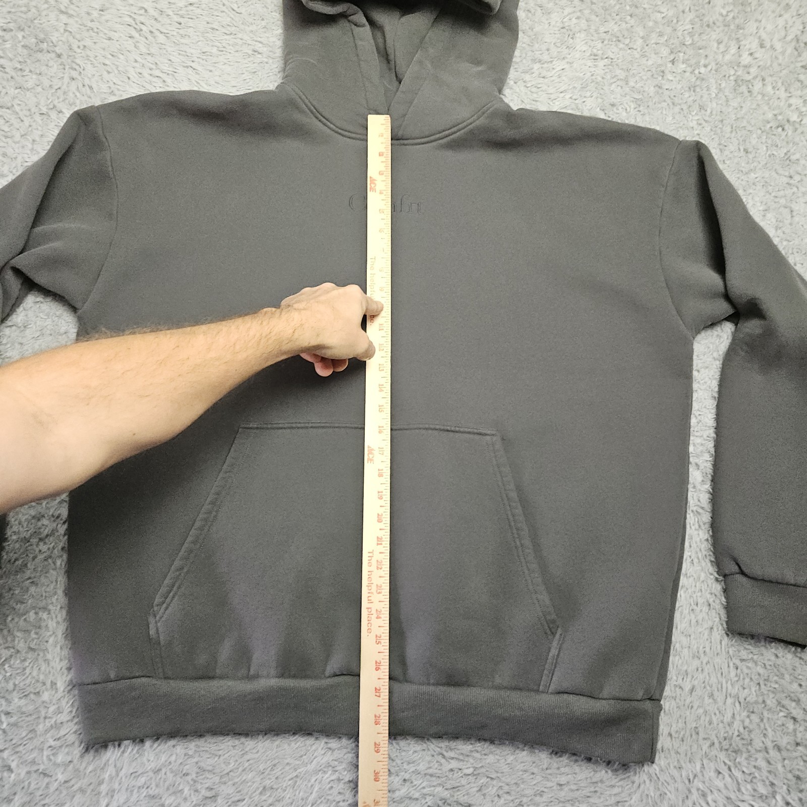 COMFRT Hoodie Sweatshirt Men 3XL Gray Pullover Heavyweight