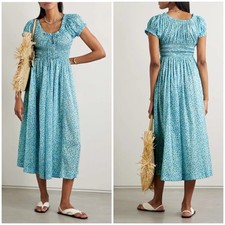 Doen Ashlynn Floral Midi Dress Bleu Faisy Fields Size Small