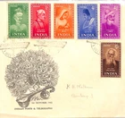 INDIA FDC 1952 POETS Illustrated PEACOCK First Day Cover Bombay {samwells}WE216