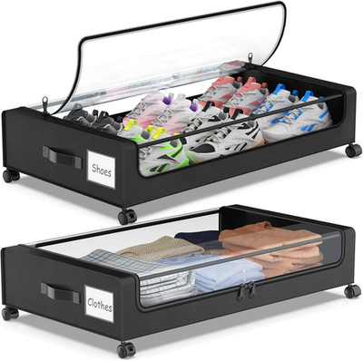 Molutsody under Bed Storage with Wheels, 2-Pack Underbed Storage Containers with