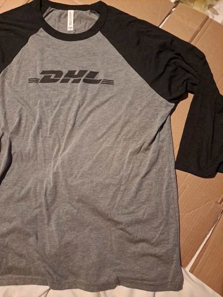 Camicia Ragland marca Dhl lotto di 3 uomo media logistica globale mai indossata Triblend  - Immagine 2 di 4