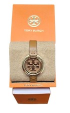 Tory Burch Watch Gold & Brown Genuine Leather Miller Ladies Watch New Authentic