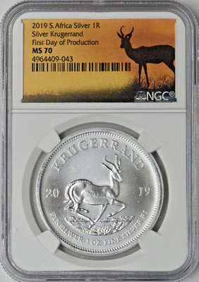 2019 South Africa Silver Krugerrand - NGC MS70 First Day
