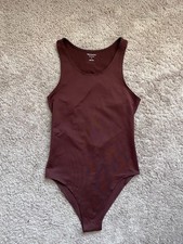 Reformation Lindsay Ecostretch Bodysuit in Brown Size MEDIUM