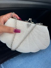 vintage beaded clam purse white pearl hand beaded bridal clutch