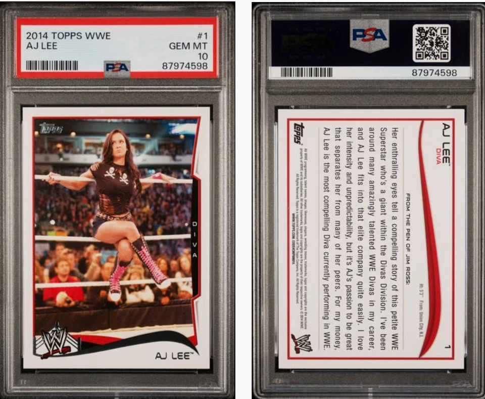 AJ Lee 2014 Topps WWE RAW #1 Rookie RC PSA 10 Gem Mint Pop 9 - Image 3 of 3