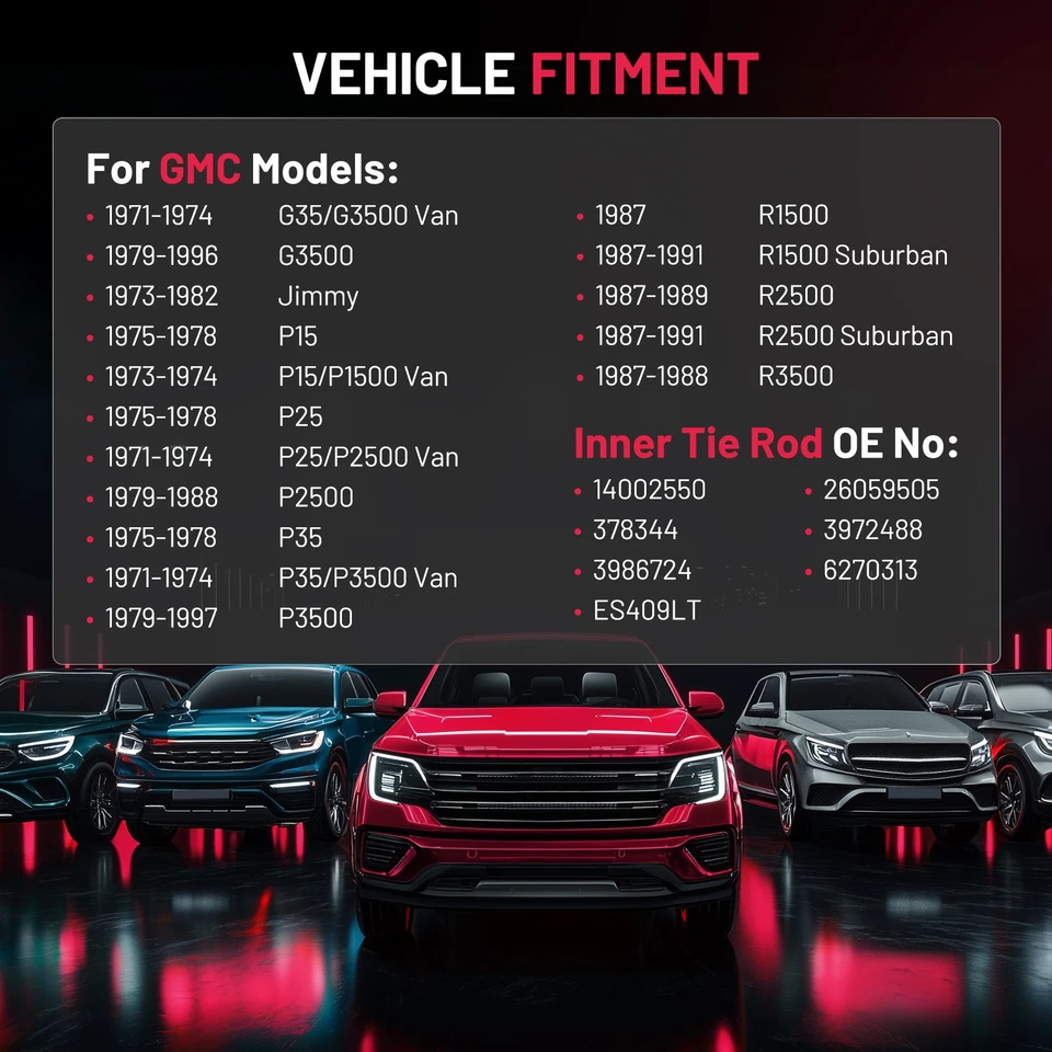 Front Inner Tie Rod End for 1990-1995 Chevrolet P30 1991-1995 GMC P3500 2 PCS - Imagem 2 de 4