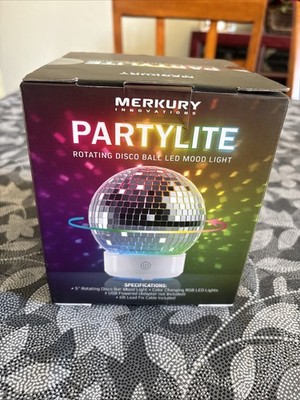 Partylite LED Rotating Mirror Disco Ball Table Lamp Color-Changing Party Light