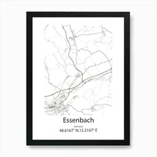 Essenbach,Germany Minimalist Map Ar Framed Wall Art Poster Canvas Print Picture