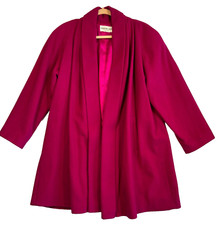 Vintage Lightweight Wool Fushia Pink Coat, Made in USA Preston & York- Medium