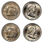 2-Coin 1957-D Franklin Silver Half Dollars Neon End Cap Toning - .72 ASW - H3162