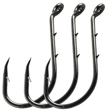 100pcs Octopus Circle Fishing Hook Barbed Shank High Carbon Steel Black Hooks
