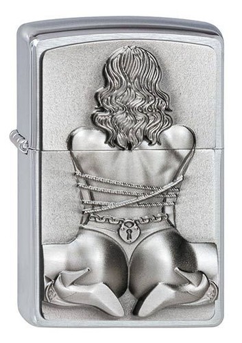 Bondage Girl Zippo Lighter in Brushed Brass Windproof Cigarette Lighter
