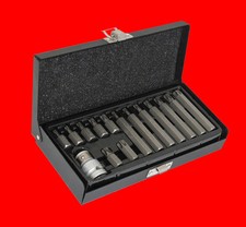15 tlg. TORX T-Profil Stecknuss Steckschlüssel Satz T20 - T55 Metall Kasette YT