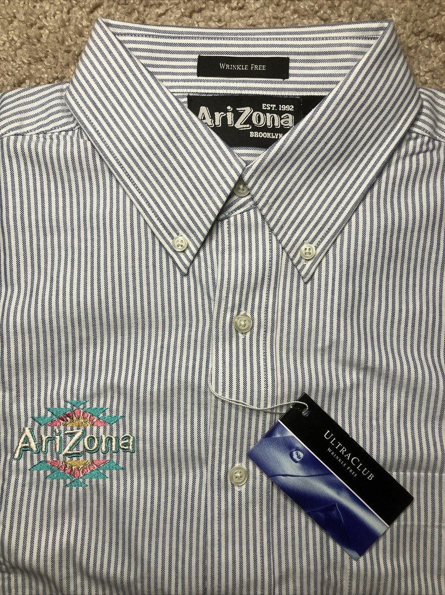 Arizona Iced Tea Long Sleeve Striped Button Up Work Shirt