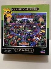 Dowdle 1000 Piece Puzzle, Classic Car Show, Makes 19" x 26", Made in USA NEW