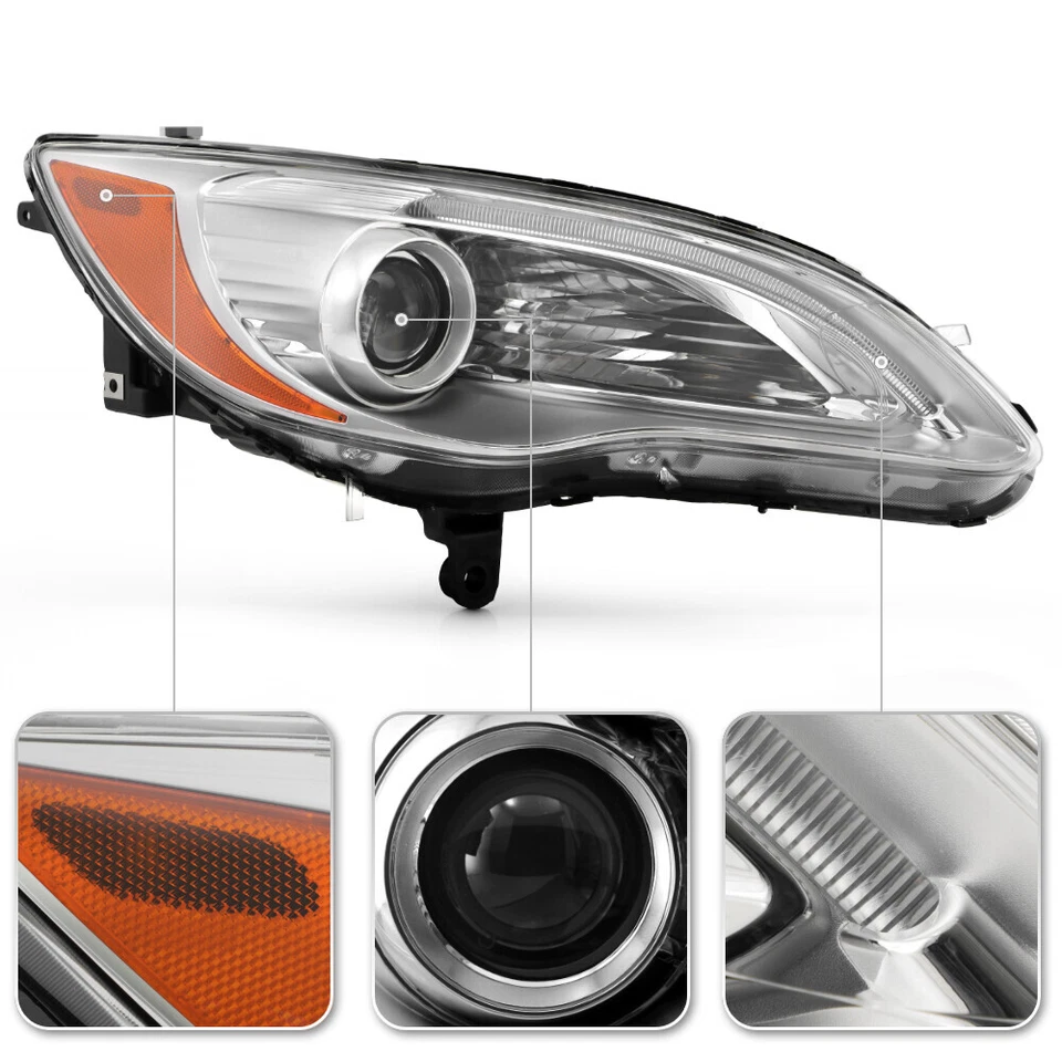 Chrome Projector w/ LED DRL Headlight For 2011-2014 Chrysler 200 Passenger Right Foto 4 de 4