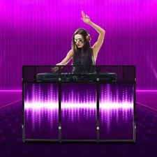 DJ Booth Table Adjustable Foldable Free Standing DJ Booth Stand 20kg/44lbs