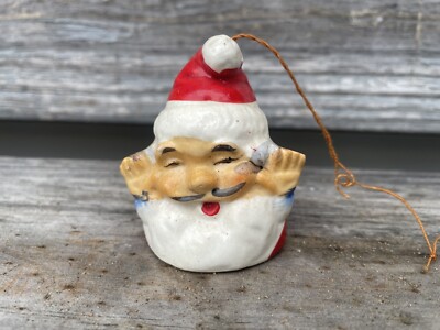 Vintage Japan RARE Christmas Santa Ornament Bell With Japan Stamp Beautiful  