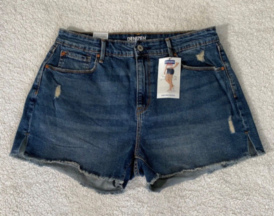 NWT trendy LEVI Denizen High Rise Shorts Womens 12 denim jean distressed cut off