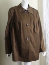 Talbots Sz 18w 18 W 1x Dark Khaki Brown Polished Car Coat Jacket Made In Japan
